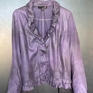 Purple Ruffle Blouse with Shoulder Pads